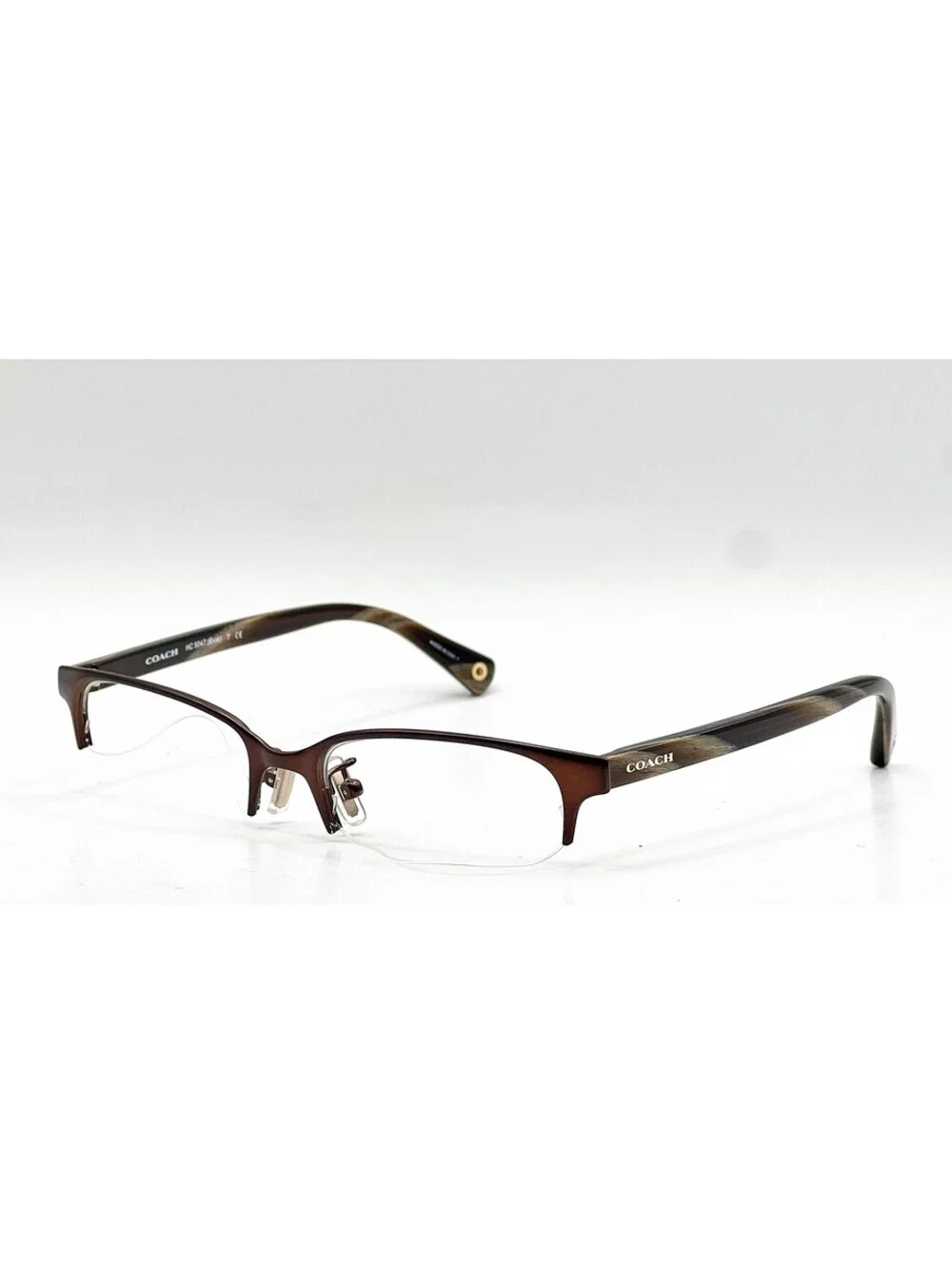 Coach HC 5047 9163 Satin Brown Horn Rectangle Authentic Eyeglass Frames 50-17
